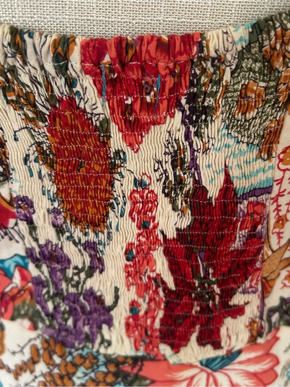 Apsara by Amrita Floral Maxi Dress XL Smocked Back Pockets Boho Cottagecore EUC - Picture 6 of 12